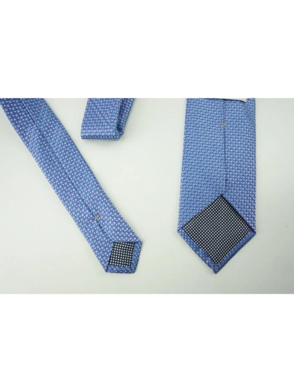 Eton Cobalt Sky Blue Micro Geometric Woven 100% Silk Tie Brand New With Tags
